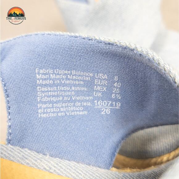 NWT American Eagle Wedges Espadrille Heels Denim Canvas Ankle Strap Women's 8 - Picture 8 of 11